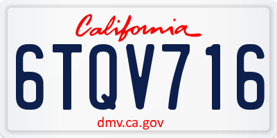 CA license plate 6TQV716