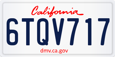 CA license plate 6TQV717