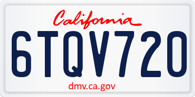 CA license plate 6TQV720