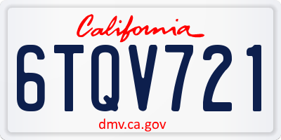 CA license plate 6TQV721