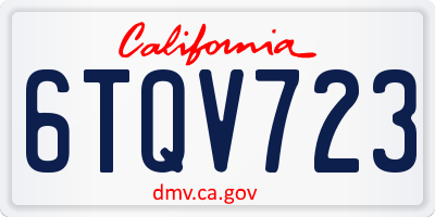 CA license plate 6TQV723