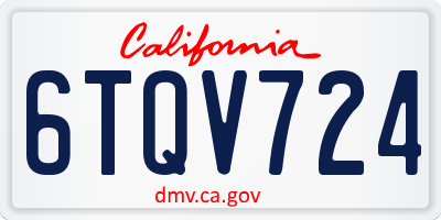 CA license plate 6TQV724