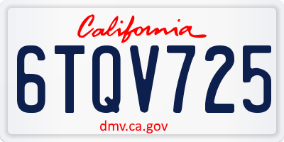 CA license plate 6TQV725