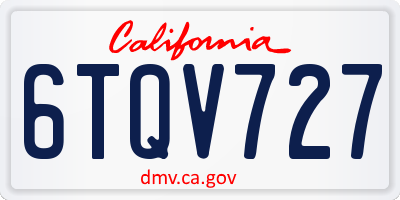 CA license plate 6TQV727