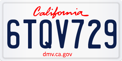 CA license plate 6TQV729