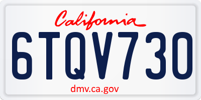 CA license plate 6TQV730