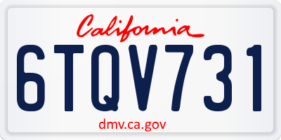 CA license plate 6TQV731