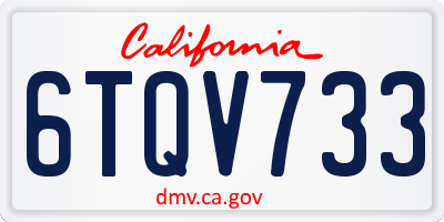 CA license plate 6TQV733