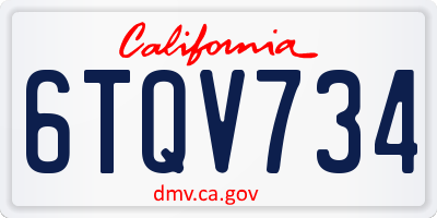 CA license plate 6TQV734