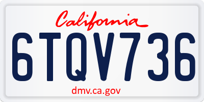 CA license plate 6TQV736