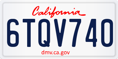 CA license plate 6TQV740
