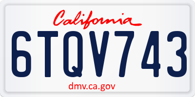 CA license plate 6TQV743