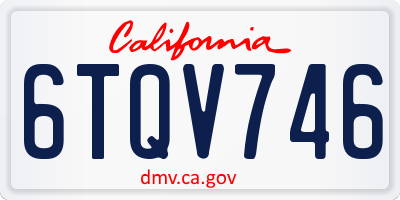 CA license plate 6TQV746