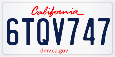 CA license plate 6TQV747