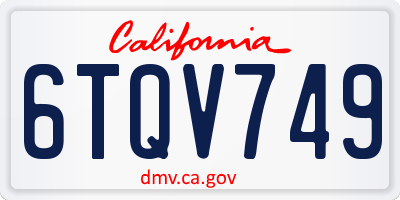 CA license plate 6TQV749