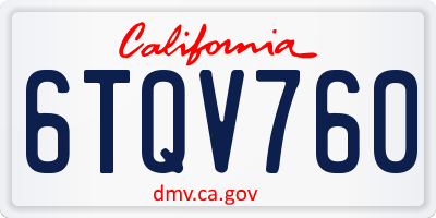 CA license plate 6TQV760