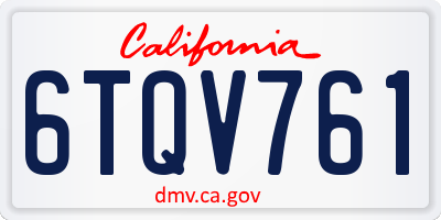 CA license plate 6TQV761