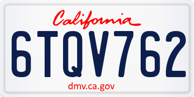 CA license plate 6TQV762