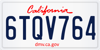 CA license plate 6TQV764