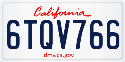 CA license plate 6TQV766