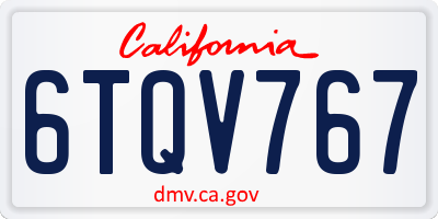 CA license plate 6TQV767