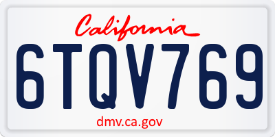 CA license plate 6TQV769