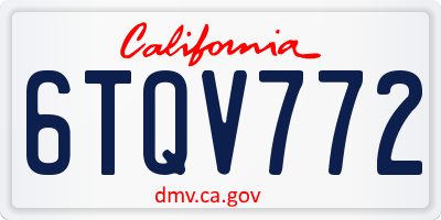 CA license plate 6TQV772
