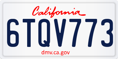 CA license plate 6TQV773