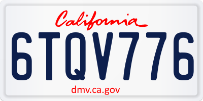 CA license plate 6TQV776