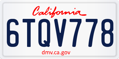 CA license plate 6TQV778