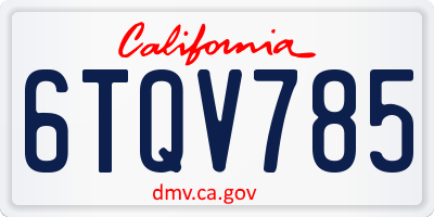 CA license plate 6TQV785