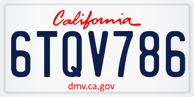 CA license plate 6TQV786