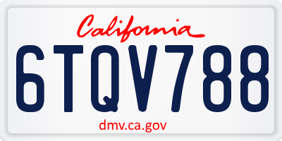 CA license plate 6TQV788