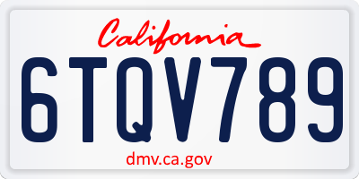 CA license plate 6TQV789