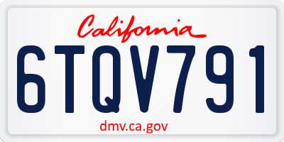CA license plate 6TQV791