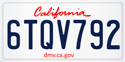 CA license plate 6TQV792