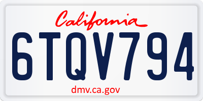 CA license plate 6TQV794