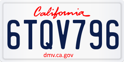 CA license plate 6TQV796