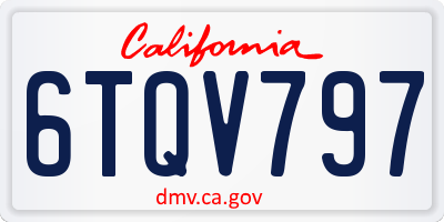 CA license plate 6TQV797