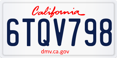 CA license plate 6TQV798