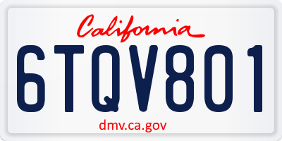 CA license plate 6TQV801