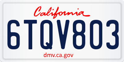 CA license plate 6TQV803