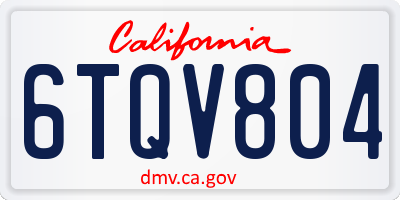 CA license plate 6TQV804