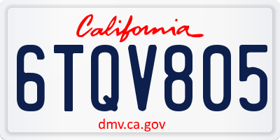 CA license plate 6TQV805