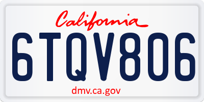 CA license plate 6TQV806