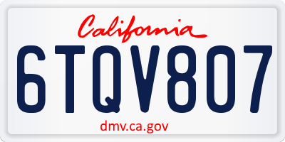 CA license plate 6TQV807