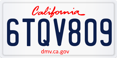 CA license plate 6TQV809