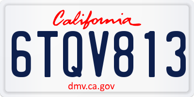 CA license plate 6TQV813