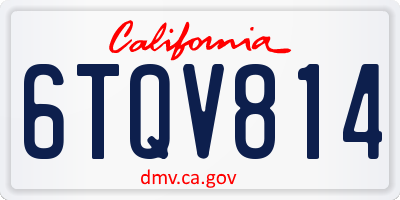 CA license plate 6TQV814