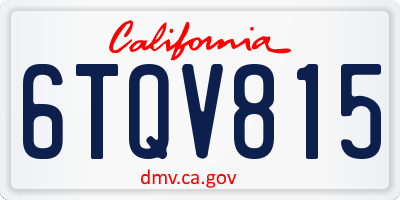 CA license plate 6TQV815
